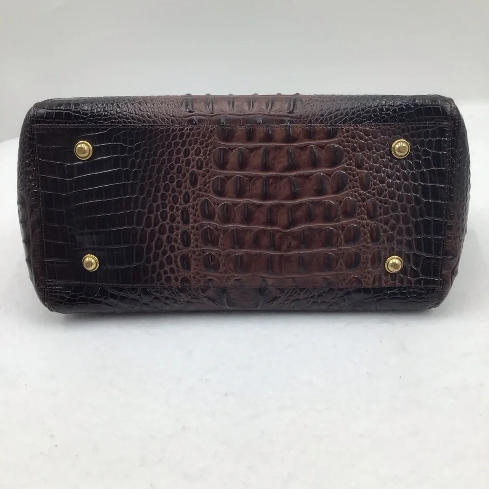 Brahmin Dark Brown Crocodile-Embossed Satchel